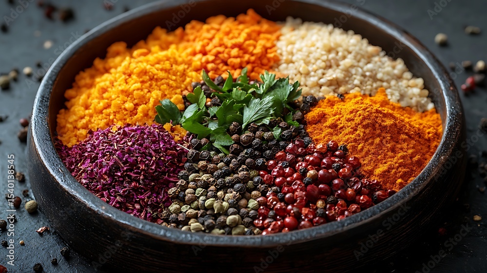 Abstract culinary pattern using vibrant spices pictures Abstract culinary pattern using vibrant spices pictures