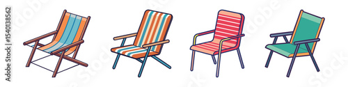 Lawn Chair Flat Style Outdoor Furniture Vector Illustration