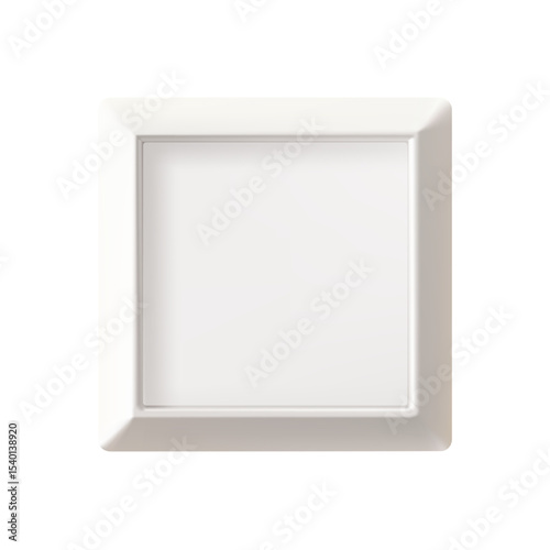 Fototapeta Naklejka Na Ścianę i Meble -  Square photo frame, 3d render on light bg. White picture flat lay mock up. Realistic painting vintage gallery wall, empty wood border with shadow, copy space. Isolated art print, gray display box