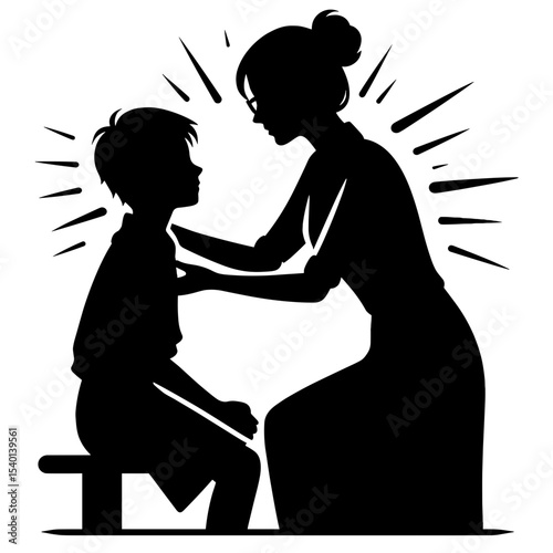 Female Teacher Comforting Student Silhouette Representing Emotional Support in Education