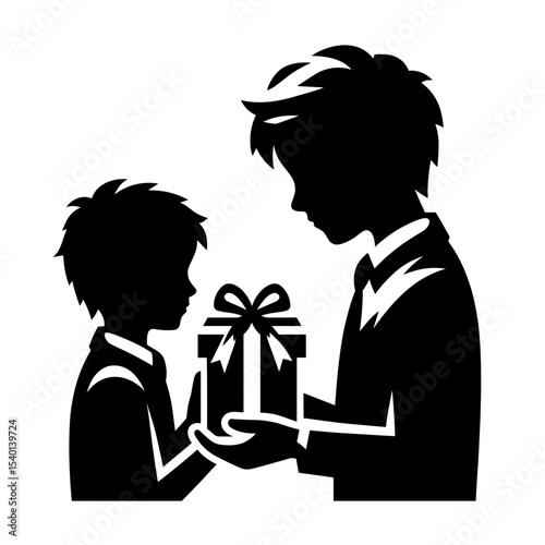 Child Giving Gift to Teacher Silhouette Representing Appreciation