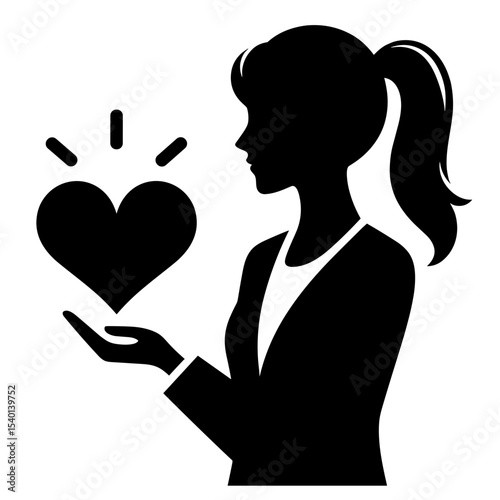 Female Teacher Holding Heart Silhouette Representing Love for Teaching