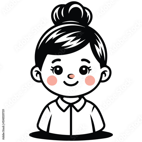 Smiling girl pink cheeks vector isolated white background