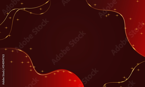 Luxury red background with golden sparkles and wavy borders, perfect for festive, invitation, or elegant celebration themes