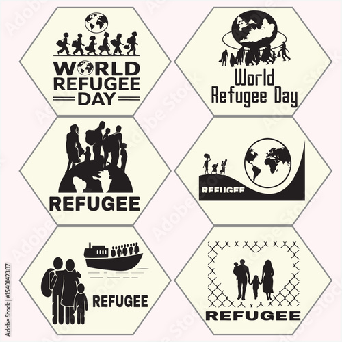 refugee vector set twelve