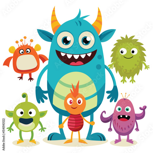 Playful Vector Set Colorful Cartoon Monsters for Children s Designs and Illustrations