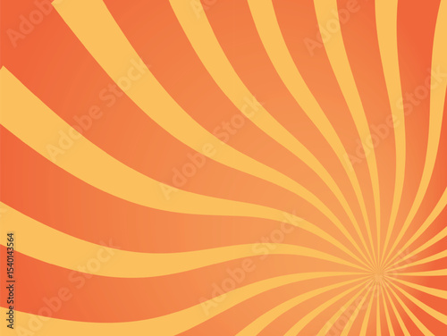 An abstract vector illustration of a warm orange and yellow sunburst pattern creates a bright, hot summer backdrop