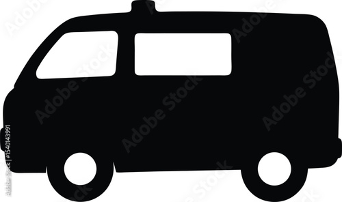 Ambulance vector silhouette, Emergency ambulance symbol icon