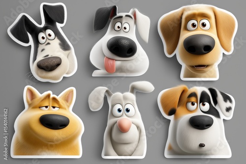 Cute dog sticker set featuring various breeds and poses for pet lovers and themed designs