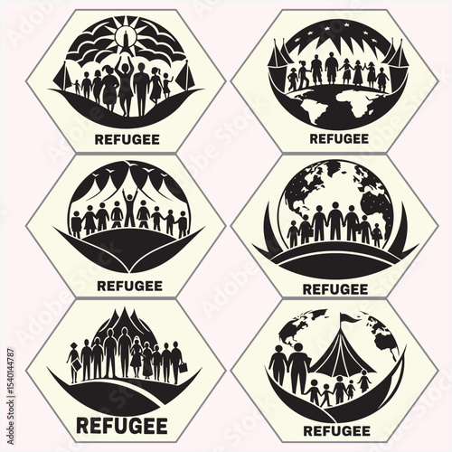 refugee vector set ten