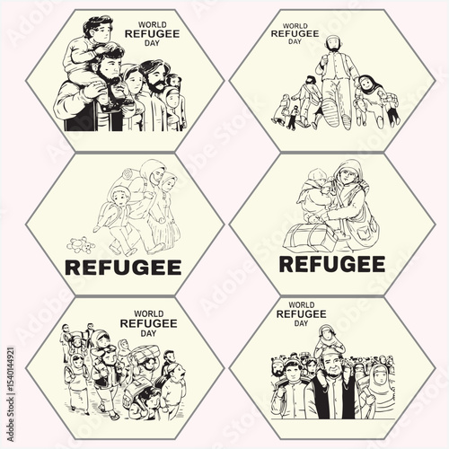 refugee vector set nine
