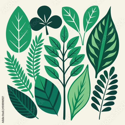 Flat Vector Illustration of Fresh Mint Leaves Icon Design Element