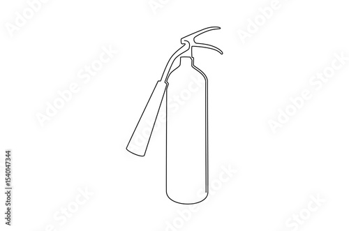 Continuous one line drawing of Fire extinguisher. Single line drawing illustration of Red fire extinguisher. Powerful emergency equipment for industrial concept vector art. Doodle line illustration.