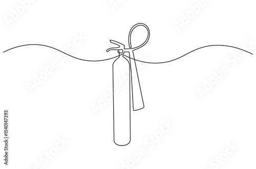 Continuous one line drawing of Fire extinguisher. Single line drawing illustration of Red fire extinguisher. Powerful emergency equipment for industrial concept vector art. Doodle line illustration.