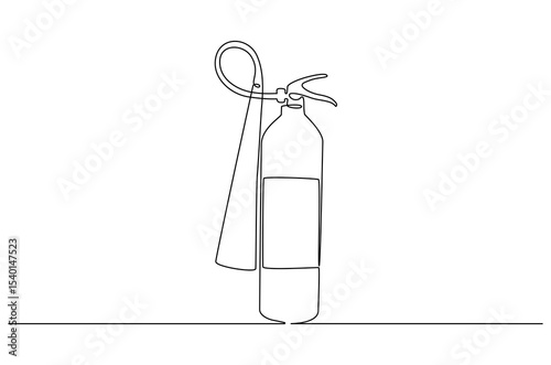 Continuous one line drawing of Fire extinguisher. Single line drawing illustration of Red fire extinguisher. Powerful emergency equipment for industrial concept vector art. Doodle line illustration.