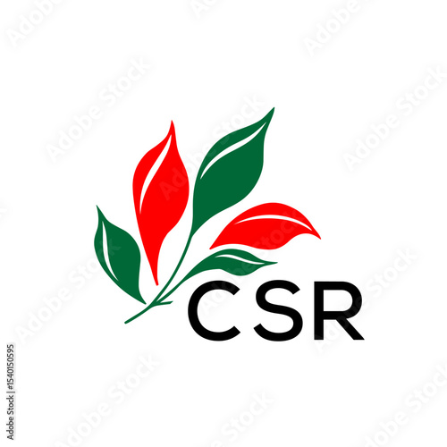 CSR Minimalist Nature Logo with Red and Green, Leaf Design CSR Later Logo on White Background
