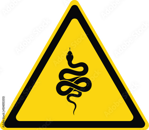 warning sign featuring black coiled snake silhouette on yellow triangular background for hazard alert