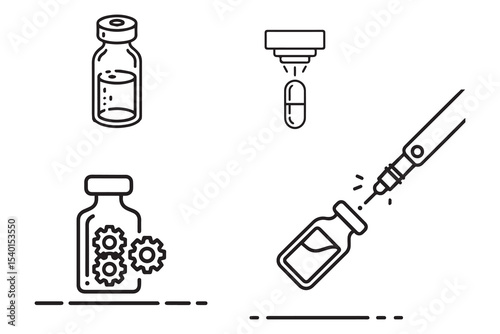 Vaccine manufacturer linear icon. Pharmaceutical production. Automated medication distribution. Thin line customizable illustration. Contour symbol. Vector isolated outline drawing. Editable stroke