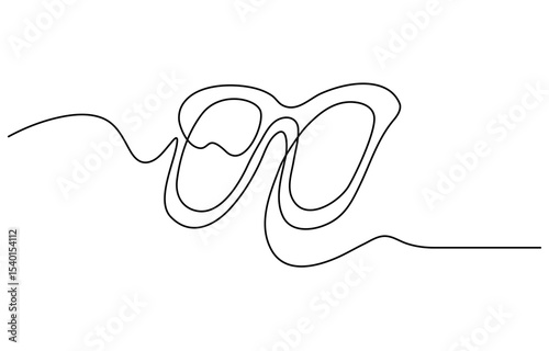Glasses icon line continuous drawing vector. One line eyeglasses icon vector background, Glasses for sun protection. One continuous line, minimum one line.