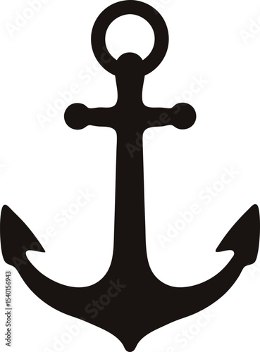 Ship anchor symbol vector, Anchor icon silhouette vector