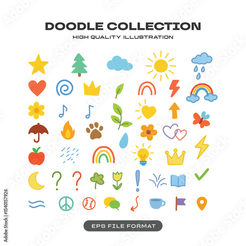 Universal Doodle Icon Collection with Hand Drawn Symbols
