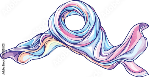 Elegant pastel colored flowing scarf vector illustration against a clean white background.