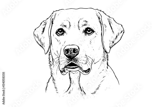 art, vector, illustration, dog, animal, drawing, line, isolated, labrador, pet, retriever, sketch, design, cartoon, puppy, cute, breed, graphic, happy, black, head, icon, white, doggy, canine, 