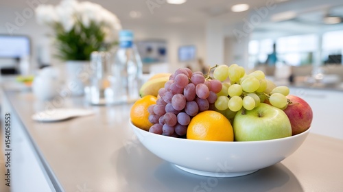 Colorful fruit bowl on a kitchen counter showcasing fresh produce