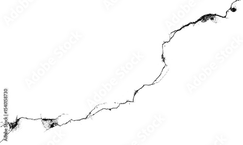 One big crack isolated transparent background png macro.