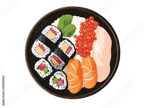 sushi and salmon vector art