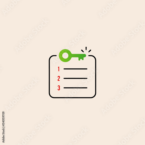 Checklist with keywords icon flat vector design. 