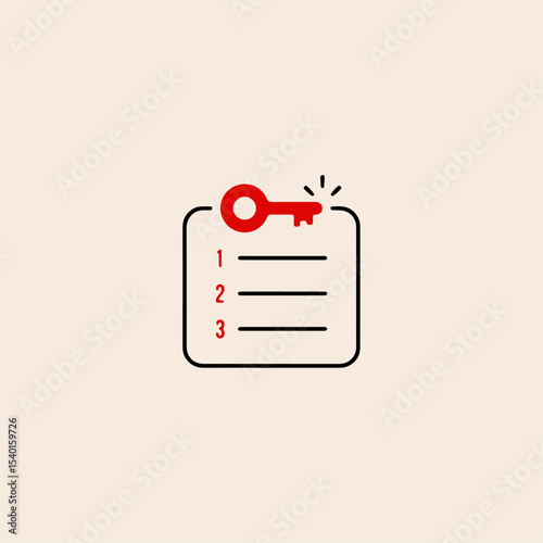Checklist with keywords icon flat vector design. 