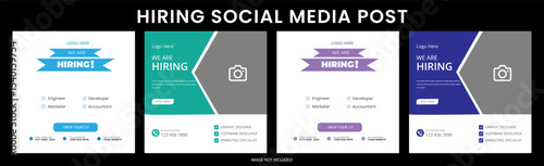 We are hiring job vacancy social media post or square web banner template  We are hiring job vacancy square banner social media post template 
