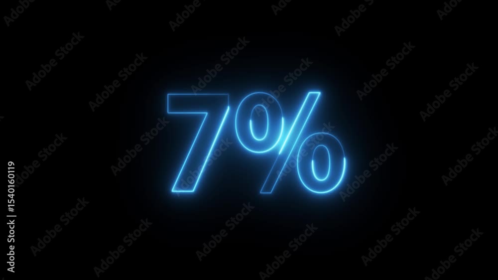 7% Neon Text Animation Glowing Neon Typography Motion Graphic. 7% Neon Text Animation Glowing Neon Typography Motion Graphic.