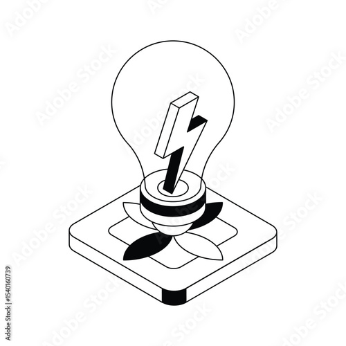 A captivating isometric outline icon showing eco light