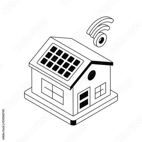 Trendy isometric icon of smart house with signals