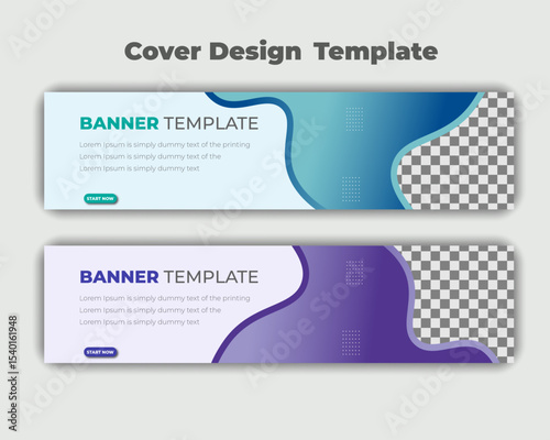 Set abstract horizontal gradient background web banner design template