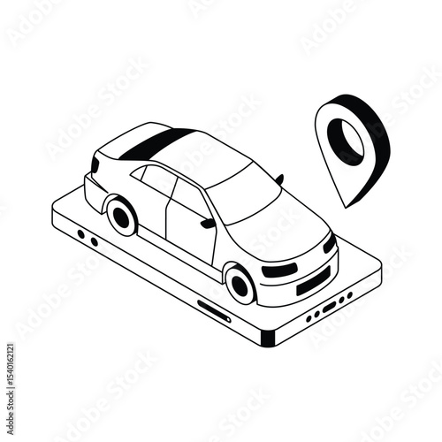 An isometric style icon of car location tracker device