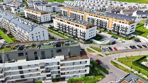 city ​​street New modern district architecture housing construction Wroclaw Poland