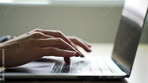  Close-up of Hands Typing on Laptop Keyboard, Productivity & Tech