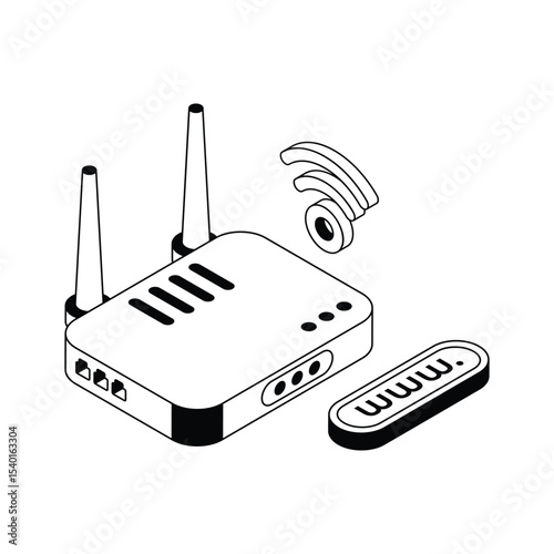 Have a look at this isometric router icon is ready for premium use