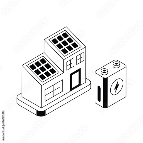 Get a glimpse of this isometric icon of eco house