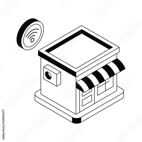 Well designed isometric icon of smart shop for retail