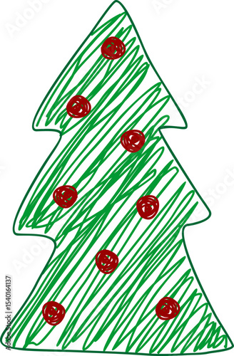 Christmas tree sketch style illustration