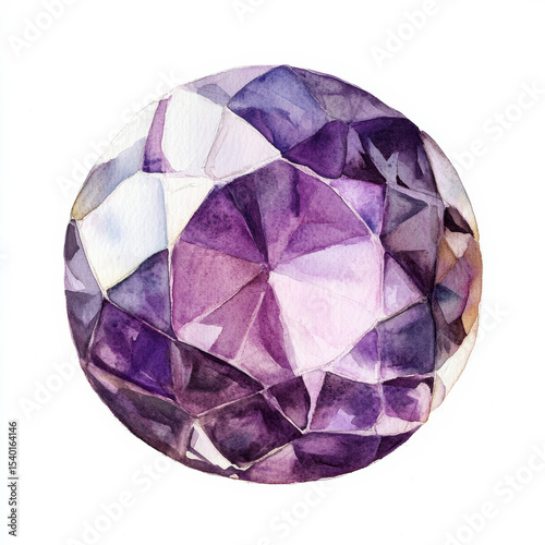 Deep purple faceted gemstone with luxurious shine, amethyst-like crystal for elegant jewelry designs, romantic and spiritual colored jewel with soft violet light