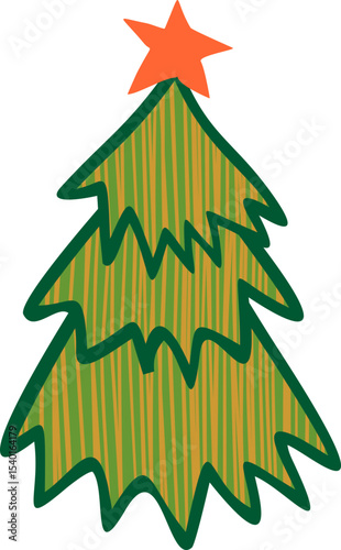Christmas tree sketch style illustration