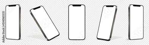 Realistic smartphone mockup. Mobile phone vector isolated on transparent background.