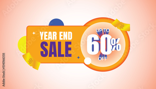 Modern year-end sale banner design featuring bold typography and a discount offer up to 60% for marketing campaigns.