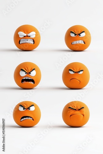 Charming kawaii angry emoji collection with isolated expressions for creative design projects