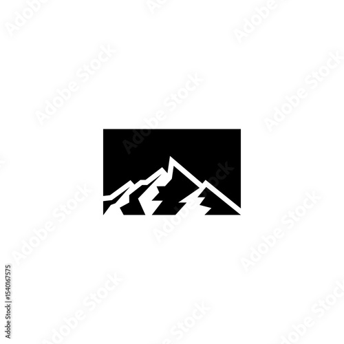 Simple Silhouette of Rugged Mountain Range